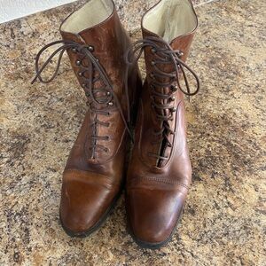 Brown Leather Lace-Up Boots